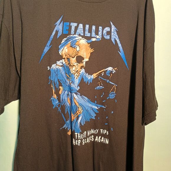 Metallica Justice Graphic T-Shirt – "Their Money Tips Her Scales Again" - Picture 2 of 4